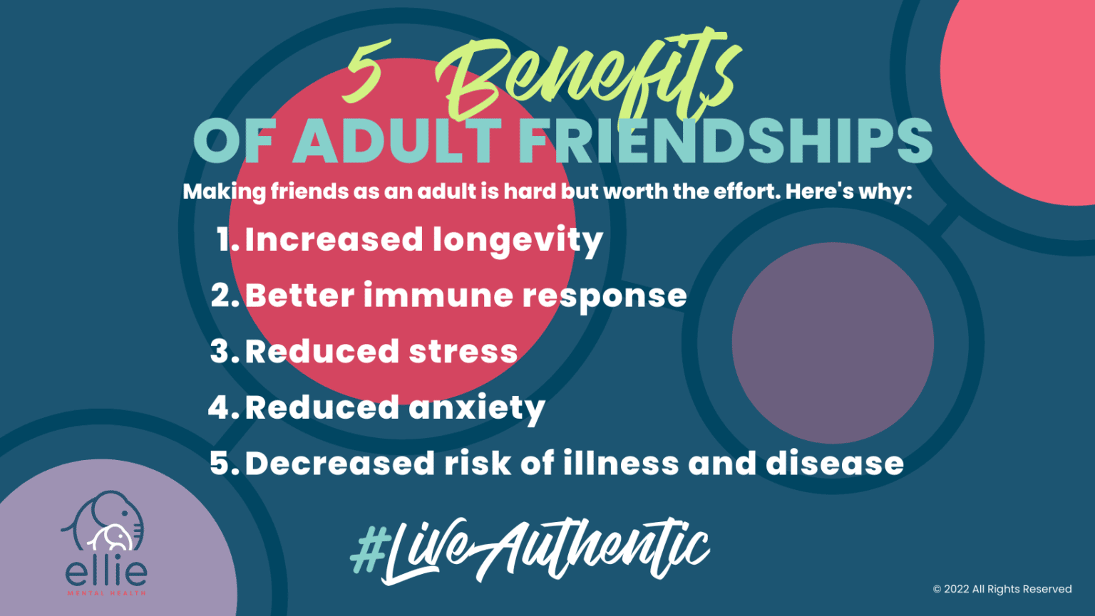 How To Make Friends As An Adult Ellie Mental Health   5 Benefits Of Adult Friendships Infographic 1536x865 