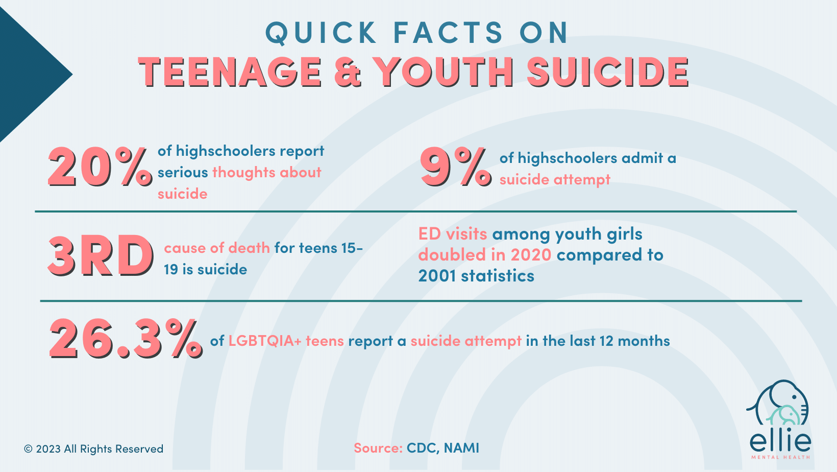 quick facts on teenage and youth suicide infographic