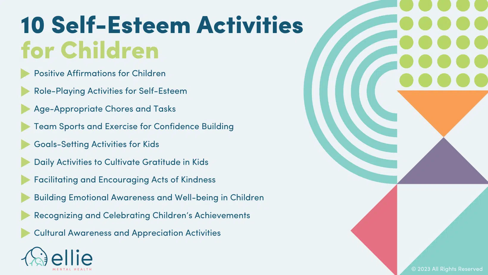 10 self-esteem activities for children infographic