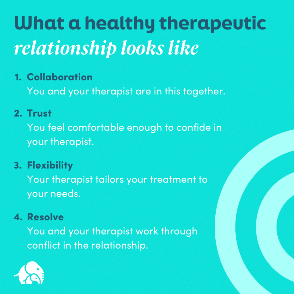 What a healthy therapeutic relationship looks like infographic