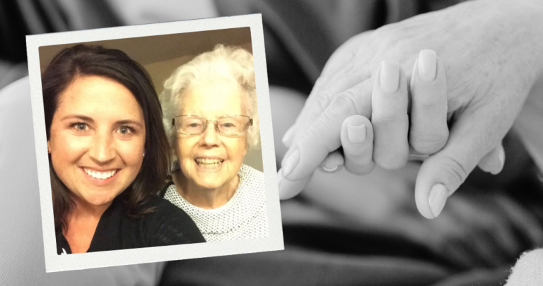 Caregiver family photo holding hands