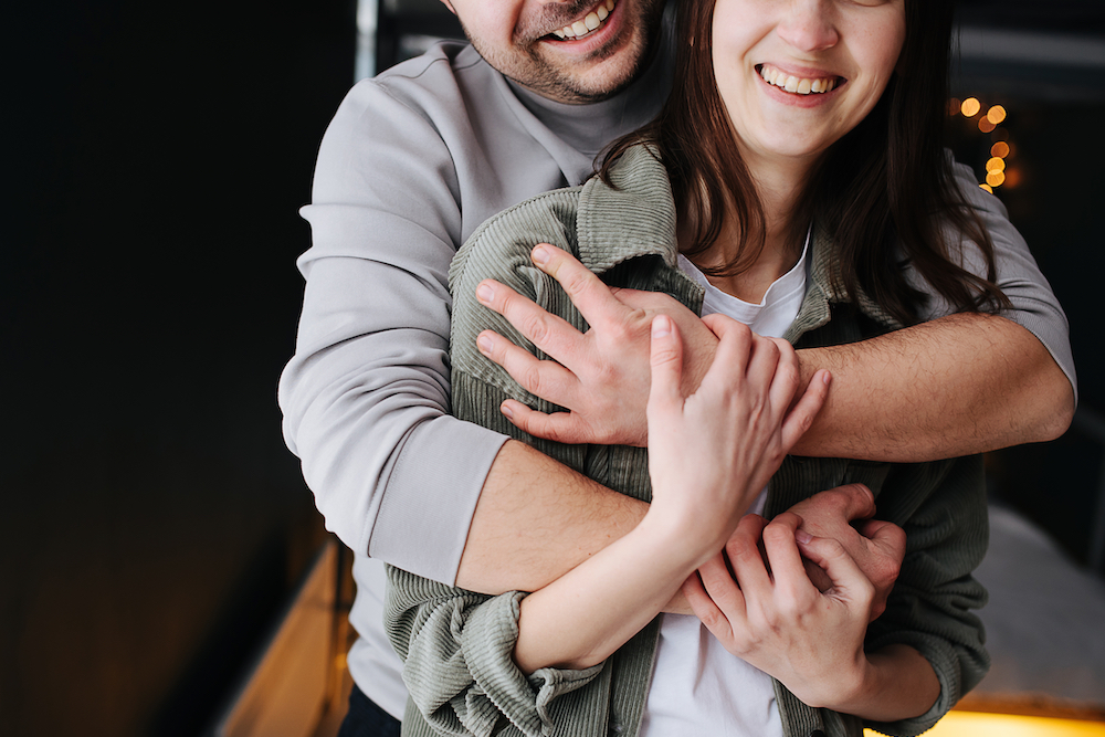 Cropped image of a happy loving couple.